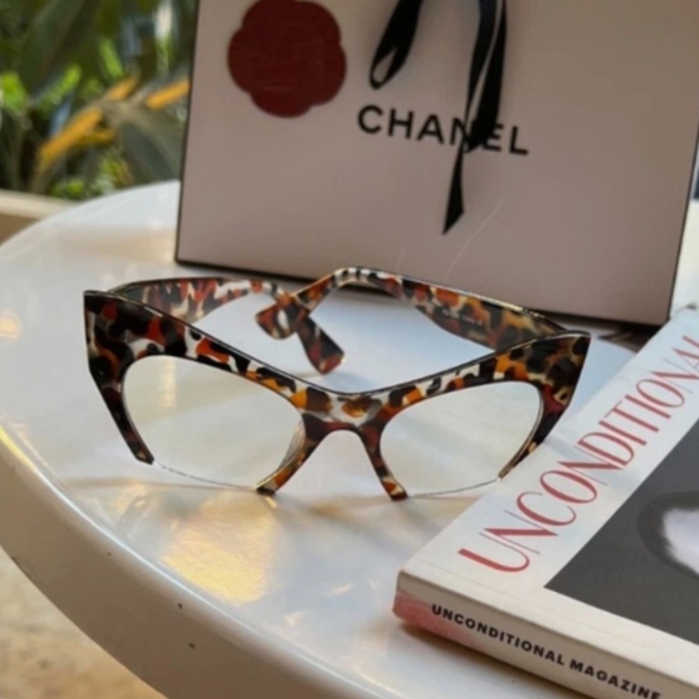 Cat Eye Glasses Women OS Tortoise New Dramatic Semi-Rimless Oversized JP3071-3 - Picture 7 of 8